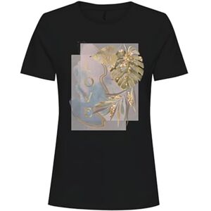 ONLY Onlkita Reg S/S Mix Top Box Cs JRS Ex. T-shirt, Svart/tryck: leaf love, M ONLY Onlkita Reg S/S Mix Top Box Cs JRS Ex. T-shirt, Svart/tryck: leaf love, M