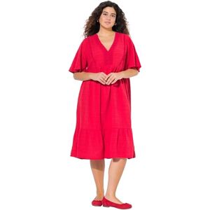 Ulla Popken Midi-klänning, Seersucker, A-formad, V-ringad, halvlång ärm 839746, linne, 48-50 Ulla Popken Midi-klänning, Seersucker, A-formad, V-ringad, halvlång ärm 839746, linne, 48-50