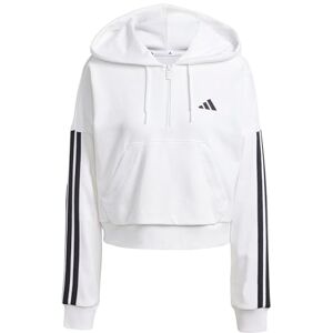 adidas dam Essentials 3-Stripes French Terry Quarter-Zip Hoodie Sweatshirt, White/Black, M adidas dam Essentials 3-Stripes French Terry Quarter-Zip Hoodie Sweatshirt, White/Black, M