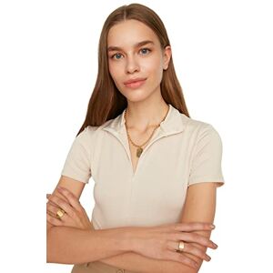 Trendyol Damsten dragkedja steep collar snap stickad body t-shirt, extra liten Trendyol Damsten dragkedja steep collar snap stickad body t-shirt, extra liten