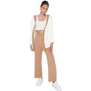 Trendyol Dam unga normal midja breda ben vanliga byxor, Camel, S Trendyol Dam unga normal midja breda ben vanliga byxor, Camel, S