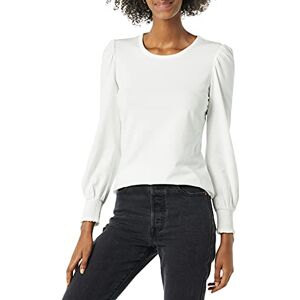 Amazon Essentials dam långärmad rund hals smockad manschett t-shirt, vit, small Amazon Essentials dam långärmad rund hals smockad manschett t-shirt, vit, small