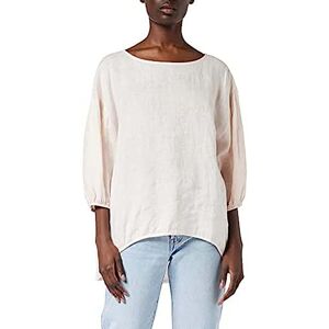 Bonateks , Openwork rund krage topp med knäppt rygg och 3/4 ärmar, 100% linne, De-storlek: 40, US storlek: XL, toppar, satin – tillverkad, Mångfärgad, 40 Bonateks , Openwork rund krage topp med knäppt rygg och 3/4 ärmar, 100% linne, De-storlek: 40, US storlek: XL, toppar, satin – tillverkad, Mångfärgad, 40