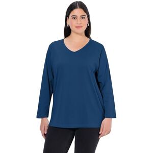 Ulla Popken damer stora storlekar överdimensionerade plus size skjorta, V-hals, avslappnad, långärmad, Mörkblå, 46-48 Ulla Popken damer stora storlekar överdimensionerade plus size skjorta, V-hals, avslappnad, långärmad, Mörkblå, 46-48