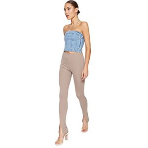 Trendyol Dam normal midja raka ben smala byxor, Mink-färg, XL Trendyol Dam normal midja raka ben smala byxor, Mink-färg, XL