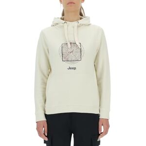 Jeep O102918-W497 J Sweatshirt med huva med ficka midja väska träringar stort tryck J23W dam björkvit M Jeep O102918-W497 J Sweatshirt med huva med ficka midja väska träringar stort tryck J23W dam björkvit M