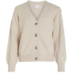 Vila Dam Vituli V-hals L/S stickad kofta/Su/Pb/1, Beige, S Vila Dam Vituli V-hals L/S stickad kofta/Su/Pb/1, Beige, S
