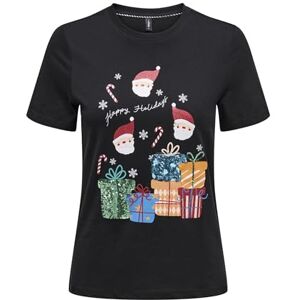 ONLY Onlxmas Life Yrsa Christmas S/S Top JRS, svart, XS ONLY Onlxmas Life Yrsa Christmas S/S Top JRS, svart, XS