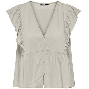 ONLY Onlrian Flonce S/S Top WVN, Moonbeam, L ONLY Onlrian Flonce S/S Top WVN, Moonbeam, L