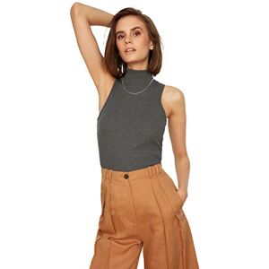 Trendyol Dam upprätt krage monterad med stickad blus blus, antracit, XS Trendyol Dam upprätt krage monterad med stickad blus blus, antracit, XS