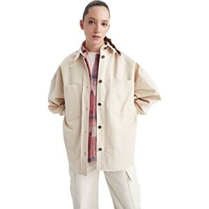 DeFacto Långärmad skjortblus, skjorta med knappar för fritidskläder, Lt.beige, XL DeFacto Långärmad skjortblus, skjorta med knappar för fritidskläder, Lt.beige, XL