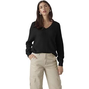VERO MODA Bestseller A/S VMLEANNA LS V-hals kort GA Boo tröja, svart, S, Schwarz, S VERO MODA Bestseller A/S VMLEANNA LS V-hals kort GA Boo tröja, svart, S, Schwarz, S