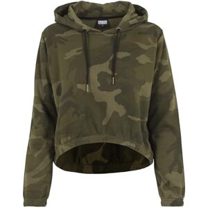 Urban Classics Dam kamouflage beskuren huvtröja sweatshirt med huva, Oliv (olivkamo), XS Urban Classics Dam kamouflage beskuren huvtröja sweatshirt med huva, Oliv (olivkamo), XS