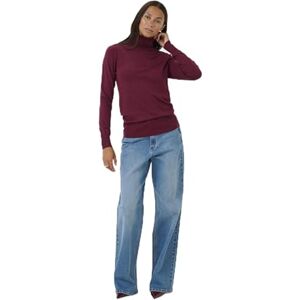 KAFFE Kvinnors rullneck T-shirt långärmad smal passform hip längd band kanter, Windsor Wine, XXL KAFFE Kvinnors rullneck T-shirt långärmad smal passform hip längd band kanter, Windsor Wine, XXL