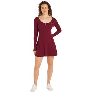Tommy Jeans Dam Tjw Henley Flare klänning, Valley druva, L Tommy Jeans Dam Tjw Henley Flare klänning, Valley druva, L