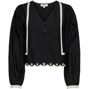 ONLY Onloya Life Ls Deatil Button Top WVN, svart, S ONLY Onloya Life Ls Deatil Button Top WVN, svart, S