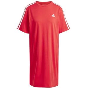 adidas Kvinnor Essentials 3-Stripes Single Jersey Boyfriend Tee Dress, better scarlet, S adidas Kvinnor Essentials 3-Stripes Single Jersey Boyfriend Tee Dress, better scarlet, S