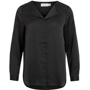 Vila Viellette V-hals L/S satinskjorta – Noos, svart, 44 Vila Viellette V-hals L/S satinskjorta – Noos, svart, 44