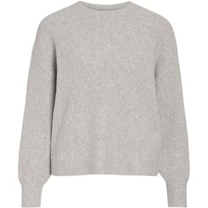 Vila Vikachel O-hals L/S stickad topp/R, Ljusgrå melange, S Vila Vikachel O-hals L/S stickad topp/R, Ljusgrå melange, S