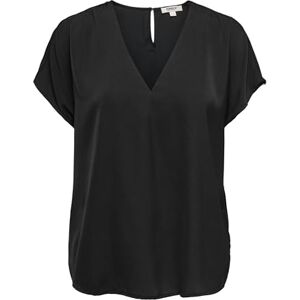 ONLY Onllucy Life Ss Satin V-hals topp WVN, svart, M ONLY Onllucy Life Ss Satin V-hals topp WVN, svart, M