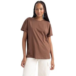 DeFacto dam-t-shirt – klassisk basic oversize skjorta för kvinnor – bekväm t-shirt för kvinnor, BRUN, XS DeFacto dam-t-shirt – klassisk basic oversize skjorta för kvinnor – bekväm t-shirt för kvinnor, BRUN, XS