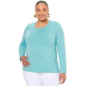 Ulla Popken damer stora storlekar plus size t-shirt, basic, avslappnad passform, V-hals, halvärm 515283, Klassisk mintgrön, 46-48 Ulla Popken damer stora storlekar plus size t-shirt, basic, avslappnad passform, V-hals, halvärm 515283, Klassisk mintgrön, 46-48