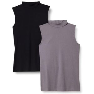 Amazon Essentials Ärmlös topp med ståkrage, smal passform, ribbstickad, 2-pack, grå/svart, XXL Amazon Essentials Ärmlös topp med ståkrage, smal passform, ribbstickad, 2-pack, grå/svart, XXL