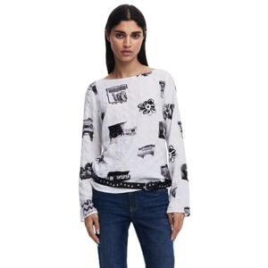 Desigual Blus_tique T-shirt för kvinnor, Vit, S Desigual Blus_tique T-shirt för kvinnor, Vit, S