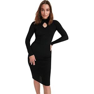 Trendyol Dam midi bodycon figursydd stickad klänning, Svart, M Trendyol Dam midi bodycon figursydd stickad klänning, Svart, M