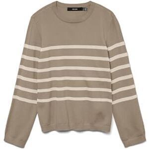 VERO MODA VMSABA Plain LS O-hals tröja GA NOOS, Silver mink/ränder: björk, M VERO MODA VMSABA Plain LS O-hals tröja GA NOOS, Silver mink/ränder: björk, M