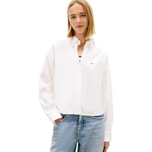 Tommy Jeans Dam Tjw Essential Crop Shirt DW0DW22766 L/S skjorta, vit (Ecru), XXS Tommy Jeans Dam Tjw Essential Crop Shirt DW0DW22766 L/S skjorta, vit (Ecru), XXS