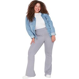 Trendyol Dam Dam Dam Hög Midja Flare Plus Size Byxor, Grått, XXL stor Trendyol Dam Dam Dam Hög Midja Flare Plus Size Byxor, Grått, XXL stor