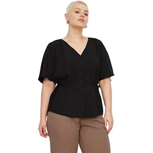 Trendyol Kvinnor plus size vanlig bas V-hals vävd plus storlek blus, Svart, 72/More Trendyol Kvinnor plus size vanlig bas V-hals vävd plus storlek blus, Svart, 72/More