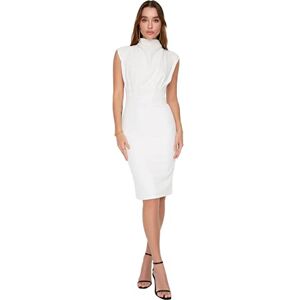 Trendyol Dam Midi Basic Slim Fit vävd klänning, Ecru, 68 SE Trendyol Dam Midi Basic Slim Fit vävd klänning, Ecru, 68 SE