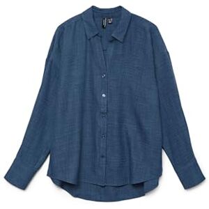 VERO MODA VMMELANEY QUEENY LS skjorta WVN NOOS, Mörk denim/detalj: melerad, XS VERO MODA VMMELANEY QUEENY LS skjorta WVN NOOS, Mörk denim/detalj: melerad, XS