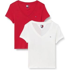 Tommy Jeans dam S/S T-shirt, Multi (Ecru/Safir Röd), XS Tommy Jeans dam S/S T-shirt, Multi (Ecru/Safir Röd), XS