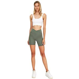 Trendyol Dam sport hög midja skinny fit shorts längd sportleggings, kaki, Small Trendyol Dam sport hög midja skinny fit shorts längd sportleggings, kaki, Small