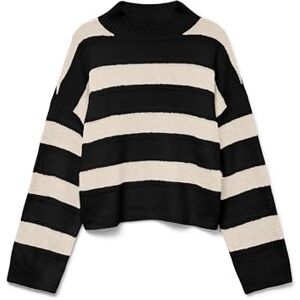VERO MODA Vminez Ls hög hals kort tröja Boo, svart, S VERO MODA Vminez Ls hög hals kort tröja Boo, svart, S