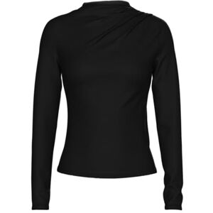 PIECES Damer Pcmadison Ls Draped Top Noos Bc långärmad tröja, svart, M PIECES Damer Pcmadison Ls Draped Top Noos Bc långärmad tröja, svart, M