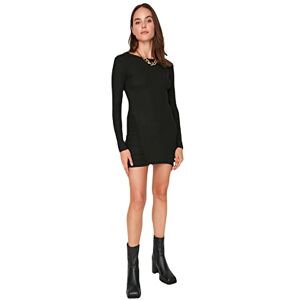 Trendyol kvinnor kvinnor anpassad bodycon rund hals stickad klänning, Svart, S Trendyol kvinnor kvinnor anpassad bodycon rund hals stickad klänning, Svart, S
