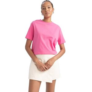 DeFacto dam-t-shirt – klassisk baströja för kvinnor – bekväm t-shirt för kvinnor, ROSA, L DeFacto dam-t-shirt – klassisk baströja för kvinnor – bekväm t-shirt för kvinnor, ROSA, L