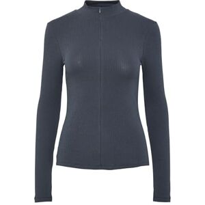 PIECES PCKITT Zip LS T-Neck Top NOOS BC, Amber blå, L PIECES PCKITT Zip LS T-Neck Top NOOS BC, Amber blå, L