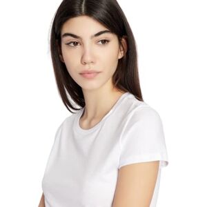 Giorgio Armani A X Dam Pima Cotton Basic Slim Fit T-shirt, optisk vit, liten Giorgio Armani A X Dam Pima Cotton Basic Slim Fit T-shirt, optisk vit, liten