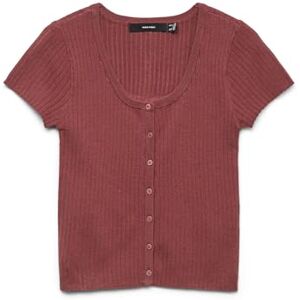 VERO MODA dam Vmgold Rib Ss U-Neck Button Top, Marsala, S VERO MODA dam Vmgold Rib Ss U-Neck Button Top, Marsala, S