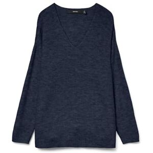 VERO MODA Stickad damtröja VMCREWLEFILE tröja, Blå (Navy Blazer/Melange), XS VERO MODA Stickad damtröja VMCREWLEFILE tröja, Blå (Navy Blazer/Melange), XS