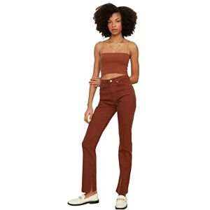 Trendyol Dam brun rip hög midja smala flare jeans, 34 Trendyol Dam brun rip hög midja smala flare jeans, 34