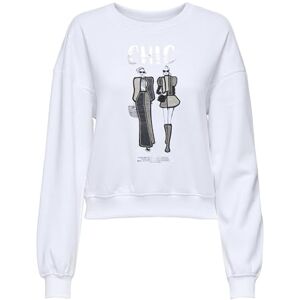 ONLY Dam Onlemily L/S denim tryck rund hals SWT, ljus vit, L, Kritvit, L ONLY Dam Onlemily L/S denim tryck rund hals SWT, ljus vit, L, Kritvit, L