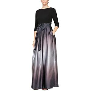 S.L. Fashions Women's Long Satin Mother of The Bride Dress with Pockets, Formal Party Gown (Petite and Regular Sizes), Black and Silver, 16 S.L. Fashions Women's Long Satin Mother of The Bride Dress with Pockets, Formal Party Gown (Petite and Regular Sizes), Black and Silver, 16