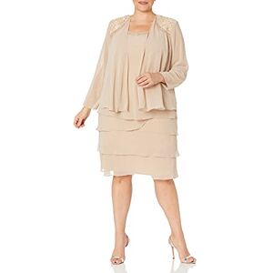S.L. Fashions Women's Plus Size Two Piece Embellished Jacket Dress, Winter Ivory, 22W S.L. Fashions Women's Plus Size Two Piece Embellished Jacket Dress, Winter Ivory, 22W