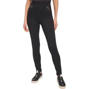 DKNY Dam PU dra på med elastiskt midjeband och fusklädertrimmar skinny byxor, svart, XXS DKNY Dam PU dra på med elastiskt midjeband och fusklädertrimmar skinny byxor, svart, XXS